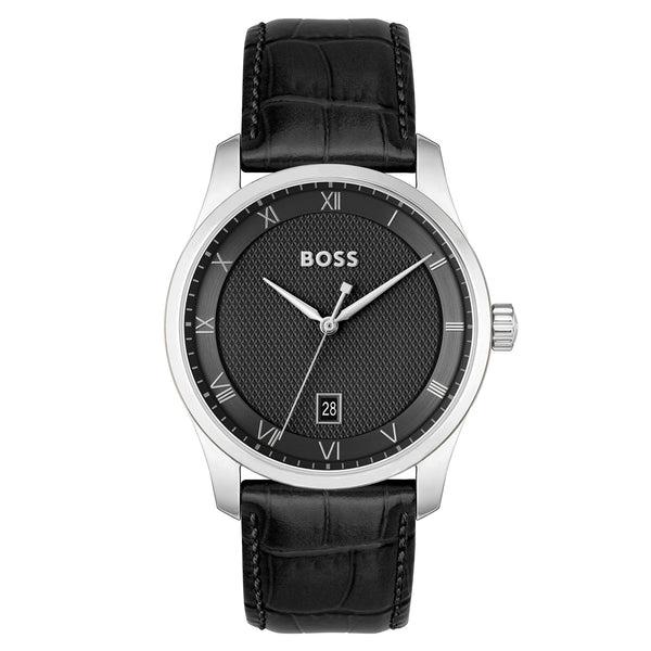 Hugo Boss Calfskin Leather Black Dial Men's Watch - 1514122
