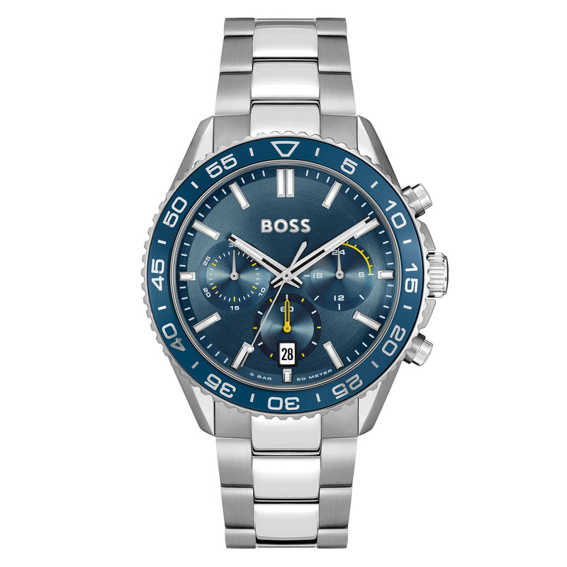 Hugo Boss Stainless Steel Blue Dial Chronograph Men's Watch - 1514143