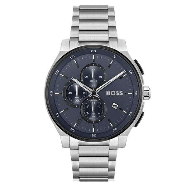 Hugo Boss Stainless Steel Blue Dial Chronograph Men's Watch - 1514189