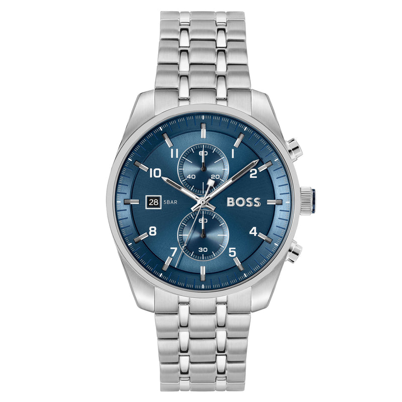 Hugo Boss Stainless Steel Blue Dial Chronograph Men's Watch - 1514216