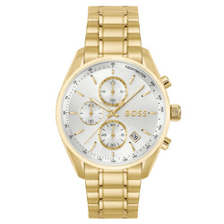 Hugo Boss Gold Steel Silver White Dial Chronograph Men's Watch - 1514261