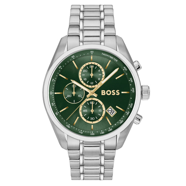 Hugo Boss Stainless Steel Green Dial Chronograph Men's Watch - 1514266