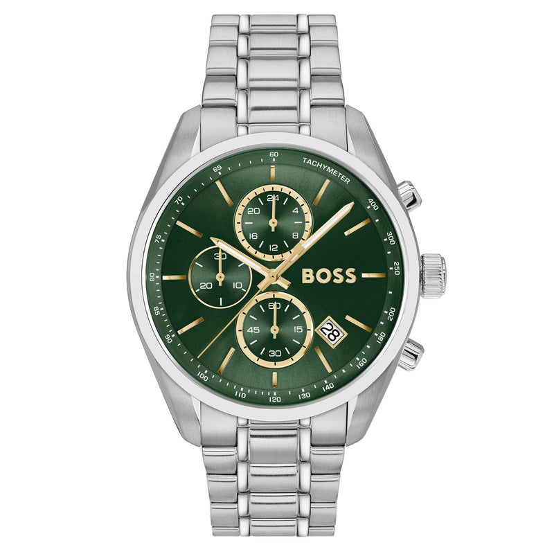 Hugo Boss Stainless Steel Green Dial Chronograph Men's Watch - 1514266