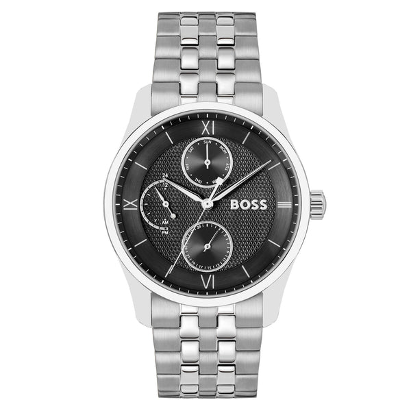 BOSS by Hugo Boss Stainless Steel Black Dial Multi-function Men's Watch ...