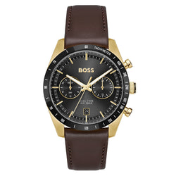 Hugo Boss Brown Leather Black Dial Multi-function Men's Watch - 1514285