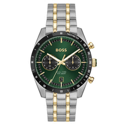 Hugo Boss Two-Tone Steel Green Dial Multi-function Men's Watch - 1514287