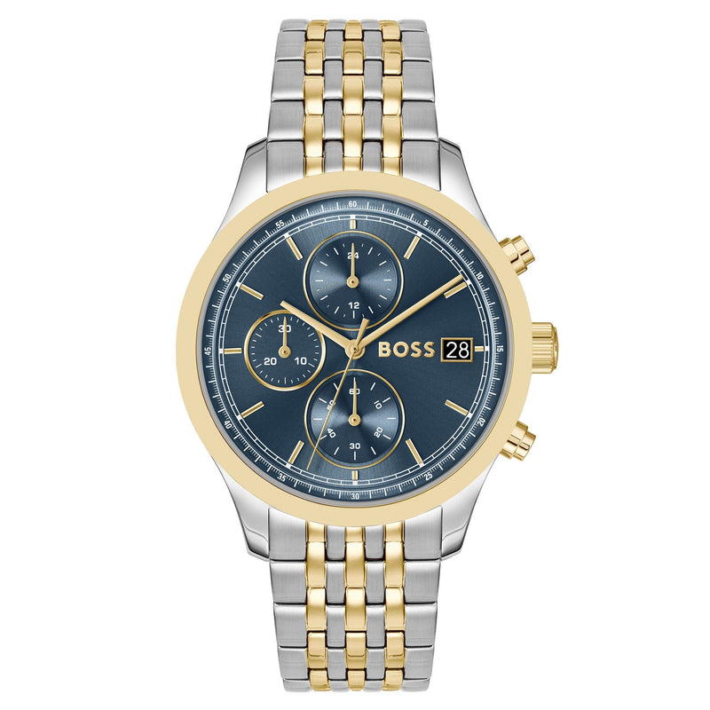 BOSS by Hugo Boss Two-Tone Steel Galvanic Blue Dial Chronograph Men's ...