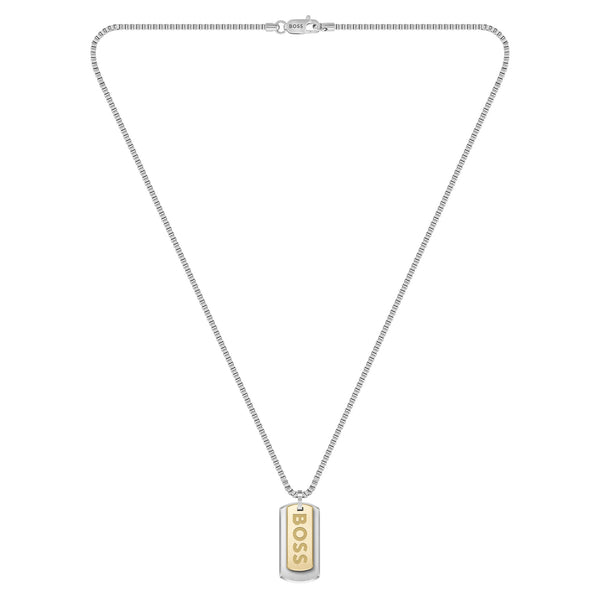 Hugo Boss Jewellery  Two-Tone Stainless Steel Men's Pendant With Chain - 1580576