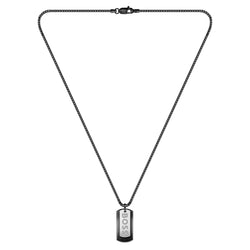 Hugo Boss Jewellery Black Steel Men's Pendant with Chain Necklace - 1580577