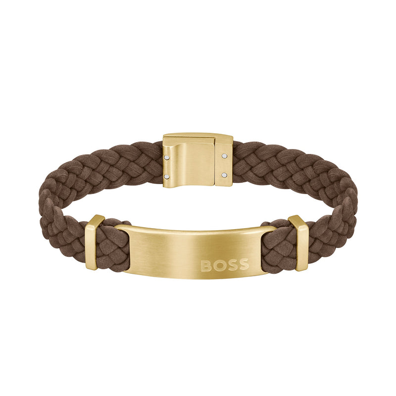 Hugo boss leather bracelet mens sale