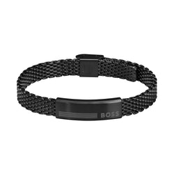 Hugo Boss Jewellery Black Steel Men's Mesh Chain Bracelet - 1580612