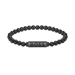 Hugo Boss Jewellery Black Steel Men's Beaded Bracelet - 1580659M