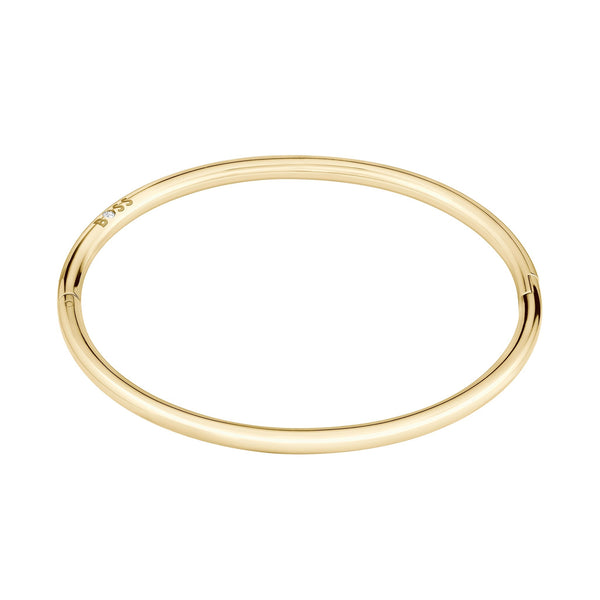 Hugo Boss Jewellery Gold Steel & Crystals Women's Hinge Bangle - 1580686