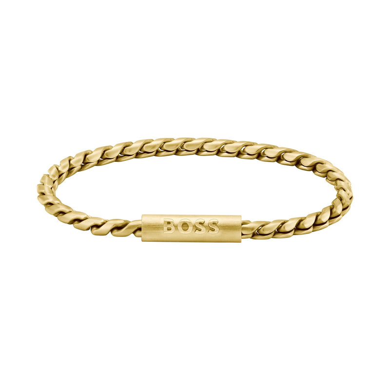 Hugo Boss Jewellery Gold Steel Men's Chain Bracelet - 1580696
