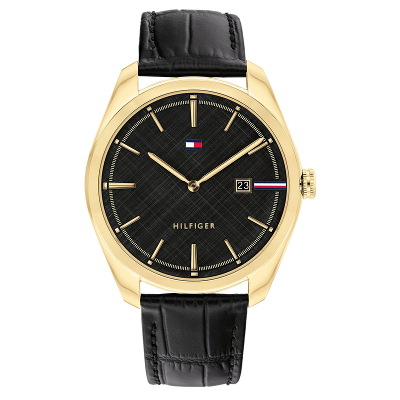 Tommy Hilfiger Black Leather Men's Watch - 1710428