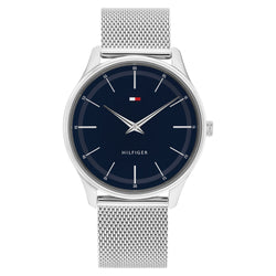 Tommy Hilfiger Stainless Steel Mesh Navy Dial Men's Watch - 1710468