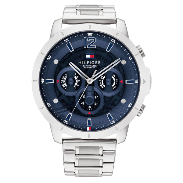 Tommy Hilfiger Silver Steel Navy Dial Men's Multi-function Watch - 1710492