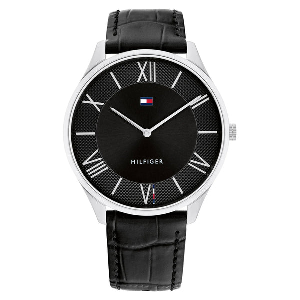 Tommy Hilfiger Black Leather Slim Men's Watch - 1710516