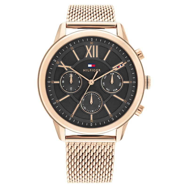 Tommy Hilfiger Carnation Gold Steel Mesh Grey Dial Multi-function Men's Watch - 1710525