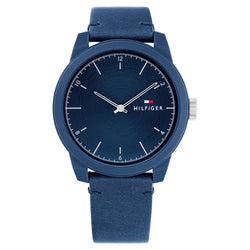 Tommy Hilfiger Leather Navy Dial Men's Watch - 1710543