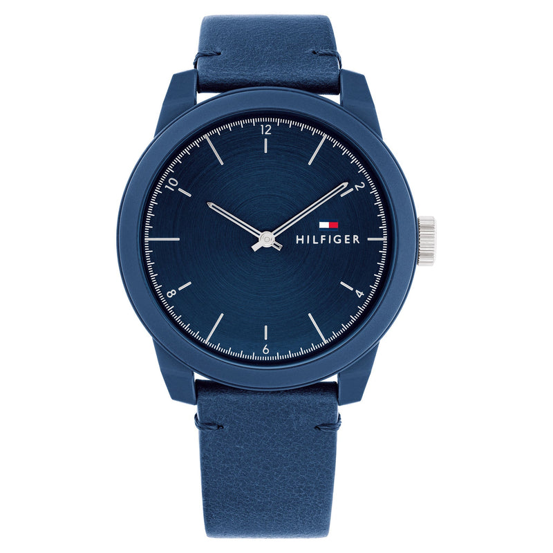 Tommy Hilfiger Leather Navy Dial Men's Watch - 1710543