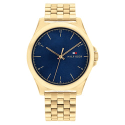 Tommy Hilfiger Gold Steel Blue Dial Men's Watch - 1710546