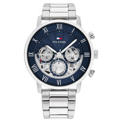 Tommy Hilfiger Silver Steel Navy Dial Multi-function Men's Watch - 1710569