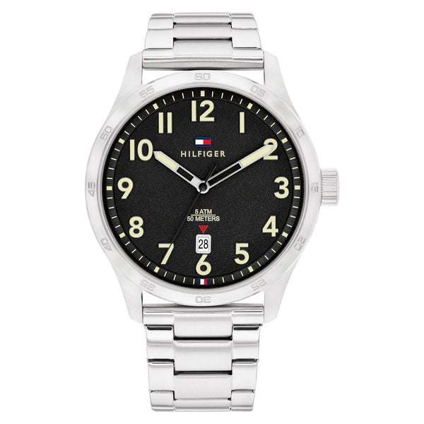 Tommy Hilfiger Silver Steel Black Dial Men's Watch - 1710594