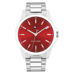 Tommy Hilfiger Stainless Steel Red Dial Men's Watch - 1710677