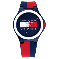 Tommy Hilfiger Navy & Red Silicone Band Navy Dial Unisex Teens Watch - 1720025