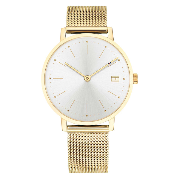 Tommy Hilfiger Gold Steel Mesh White Dial Women's Watch - 1781927