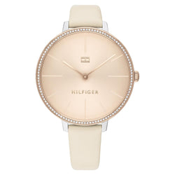 Tommy Hilfiger Beige Leather Ladies Slim Watch - 1782111