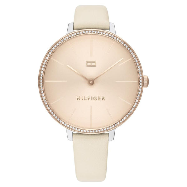 Tommy Hilfiger Beige Leather Ladies Slim Watch - 1782111