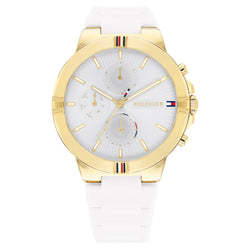 Tommy Hilfiger White Silicone Silver Dial Women's Multi-function Watch - 1782333