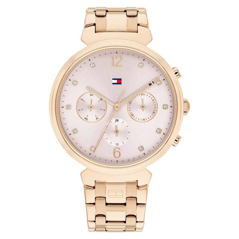 Tommy Hilfiger Carnation Gold Steel Pink Dial Women's Multi-function Watch - 1782345