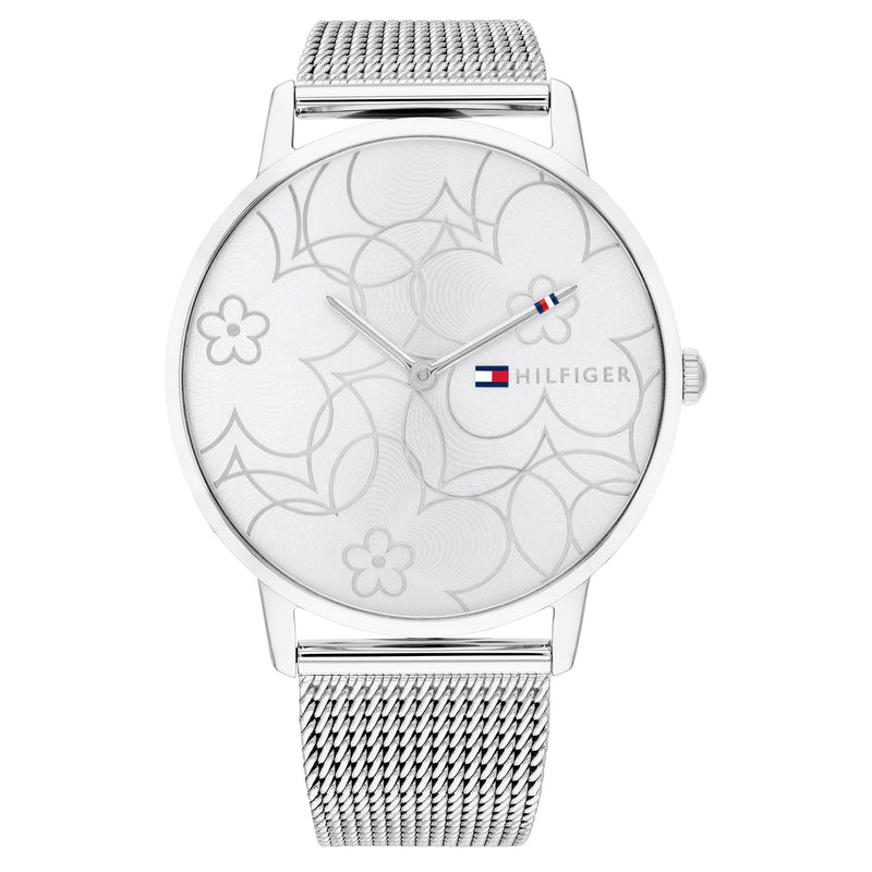 Tommy Hilfiger Steel Mesh Silver White Dial Women's Basic Slim Watch - 1782365