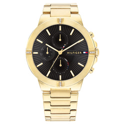 Tommy Hilfiger Gold Steel Black Dial Women's Multi-function Watch - 1782380