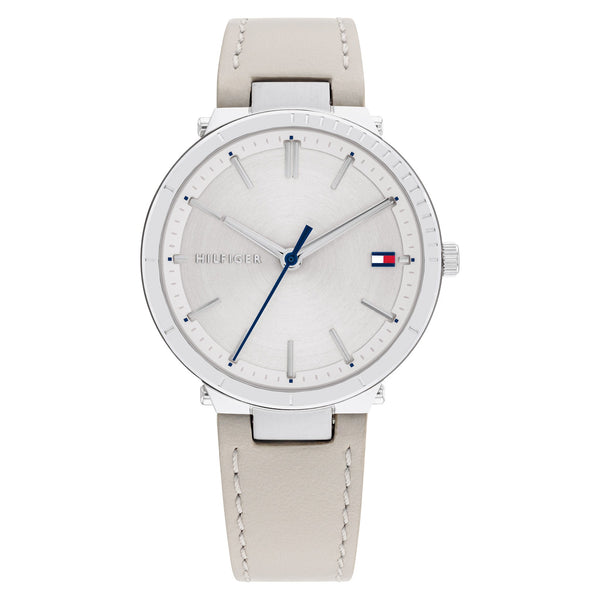 Tommy Hilfiger Beige Leather Silver White Dial Women's Watch- 1782410