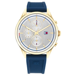 Tommy Hilfiger Navy Silicone Silver White Dial Women's Multi-function Watch - 1782424