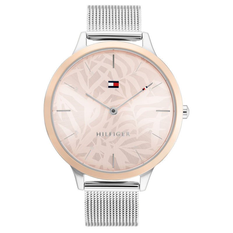 Tommy Hilfiger Silver Steel Mesh Blush Dial Women's Watch - 1782493