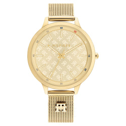 Tommy Hilfiger Gold Steel Mesh Light Champagne Dial Slim Women's Watch - 1782588