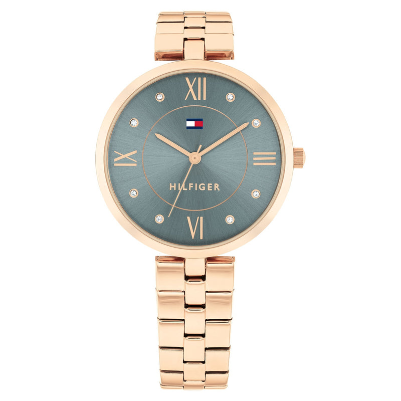 Tommy Hilfiger Rose Gold Steel Light Blue Dial Women's Watch - 1782686