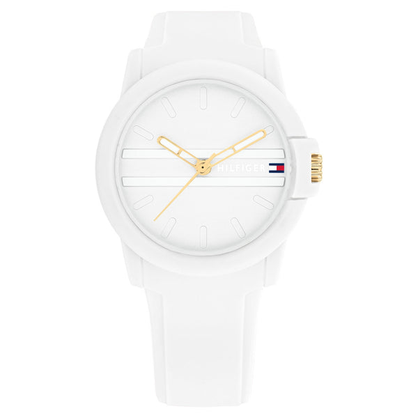 Tommy Hilfiger White Silicone Silver White Dial Women's Watch - 1782687