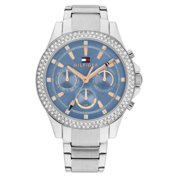 Tommy Hilfiger Silver Steel Blue Dial Multi-function Women's Watch - 1782690