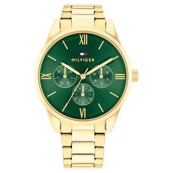 Tommy Hilfiger Gold Steel Green Dial Multi-function Women's Watch - 1782746