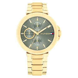 Tommy Hilfiger Gold Steel Green Dial Multi-function Women's Watch - 1782755