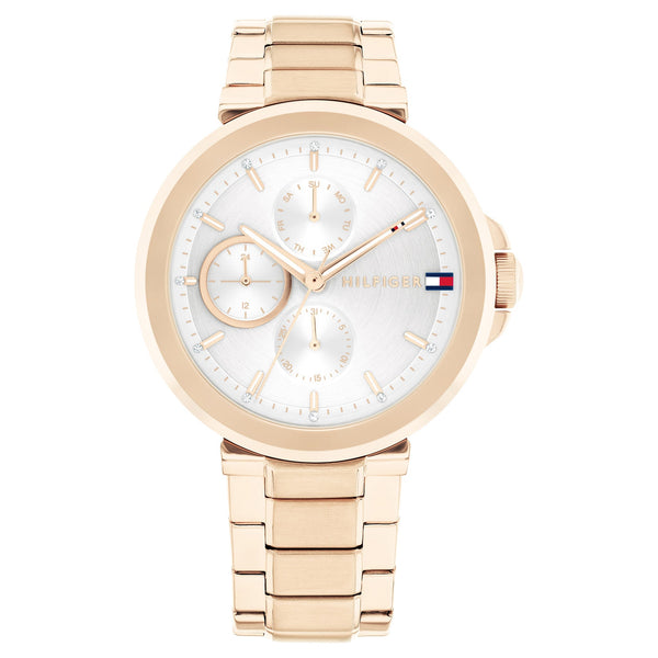 Tommy Hilfiger Carnation Gold Steel Silver White Dial Multi-function W ...