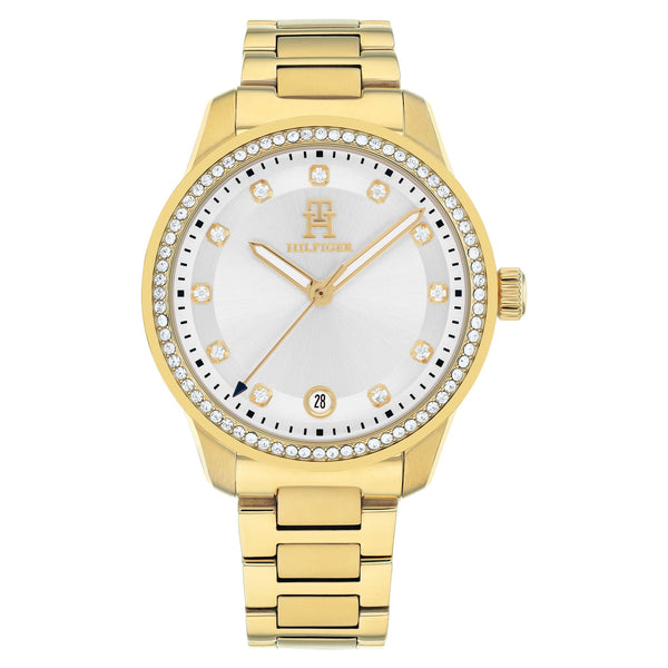 Tommy Hilfiger Gold Steel Silver Dial Women's Watch - 1782758