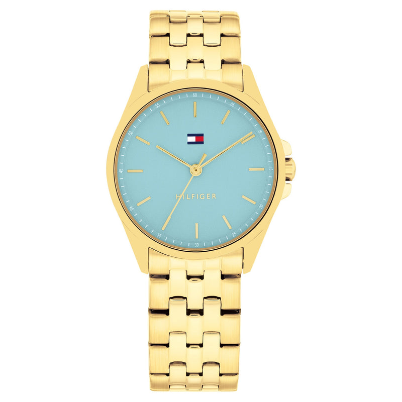 Tommy Hilfiger Gold Steel Blue Dial Women's Watch - 1782776