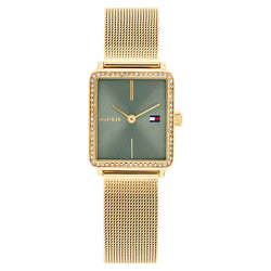 Tommy Hilfiger Gold Steel Mesh Green Dial Women's Watch - 1782791